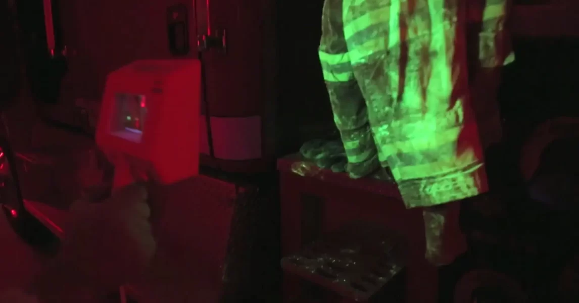 Firefighter Jacket under black light